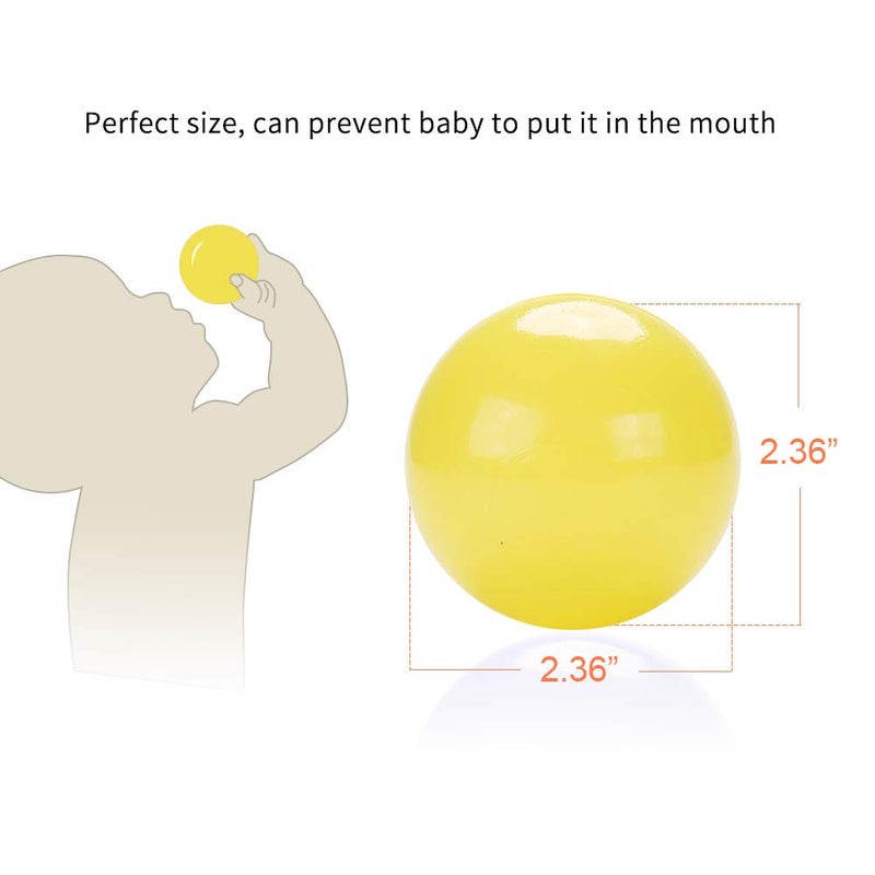 PlayMaty Play Ball Pool Pit Balls - 2.36inches Phthalate&BPA Free Plastic Ocean Transparent Balls for Kids Toddlers and Babys for Playhouse Play Tent Playpen Pool Party Decoration Pack of 70 (Yellow) - Image 3